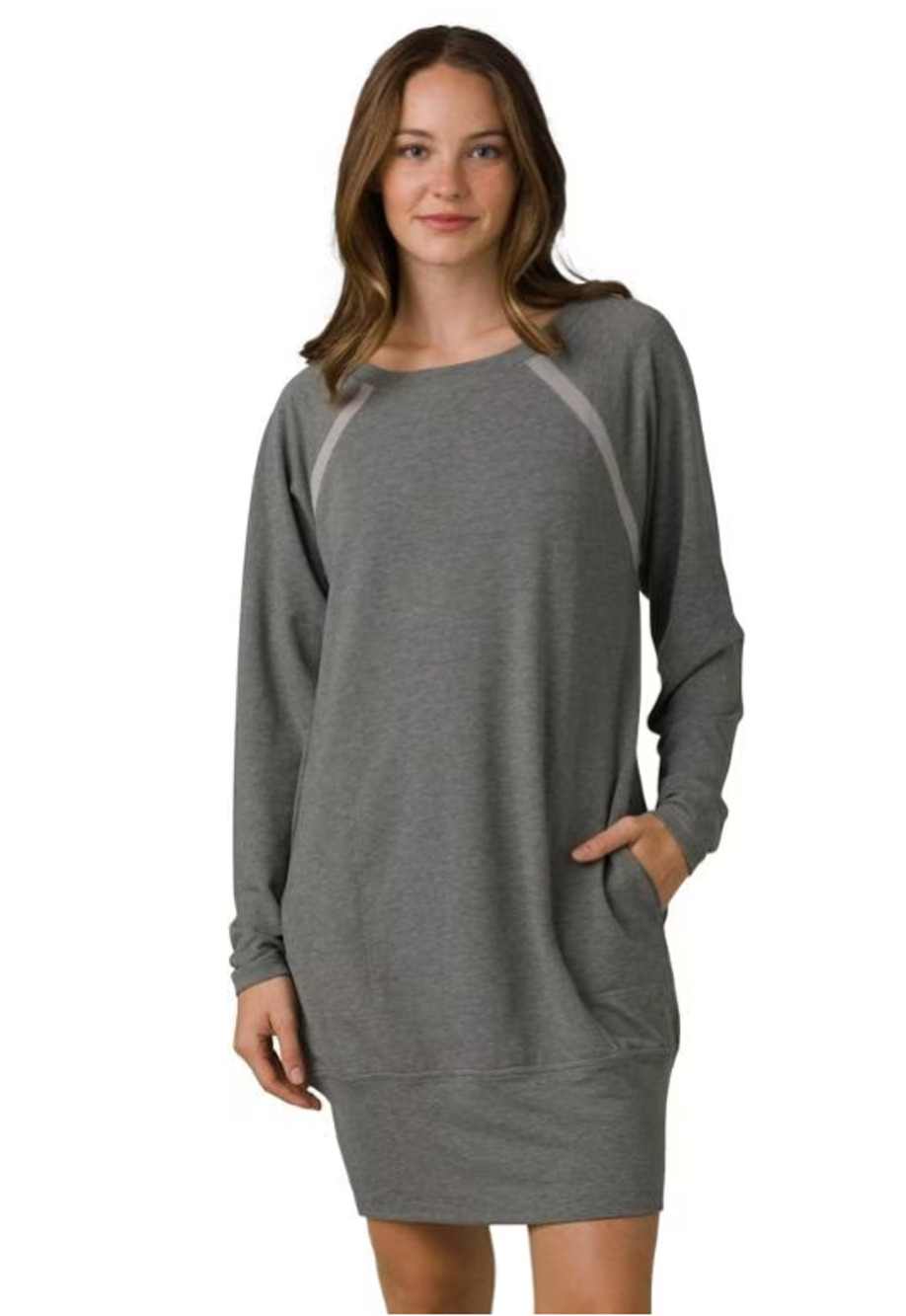 Prana Womens Rosie Sweater Dress Small Grey Sweatshirt Relaxed NWT